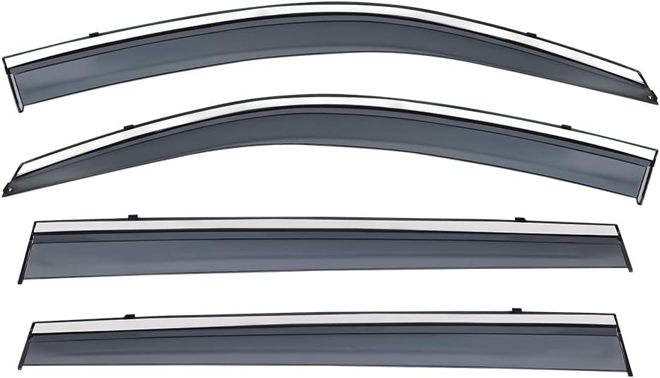 Smoke Gray Polycarbonate Window Wind Deflector with 304 Stainless Steel Trim I66383