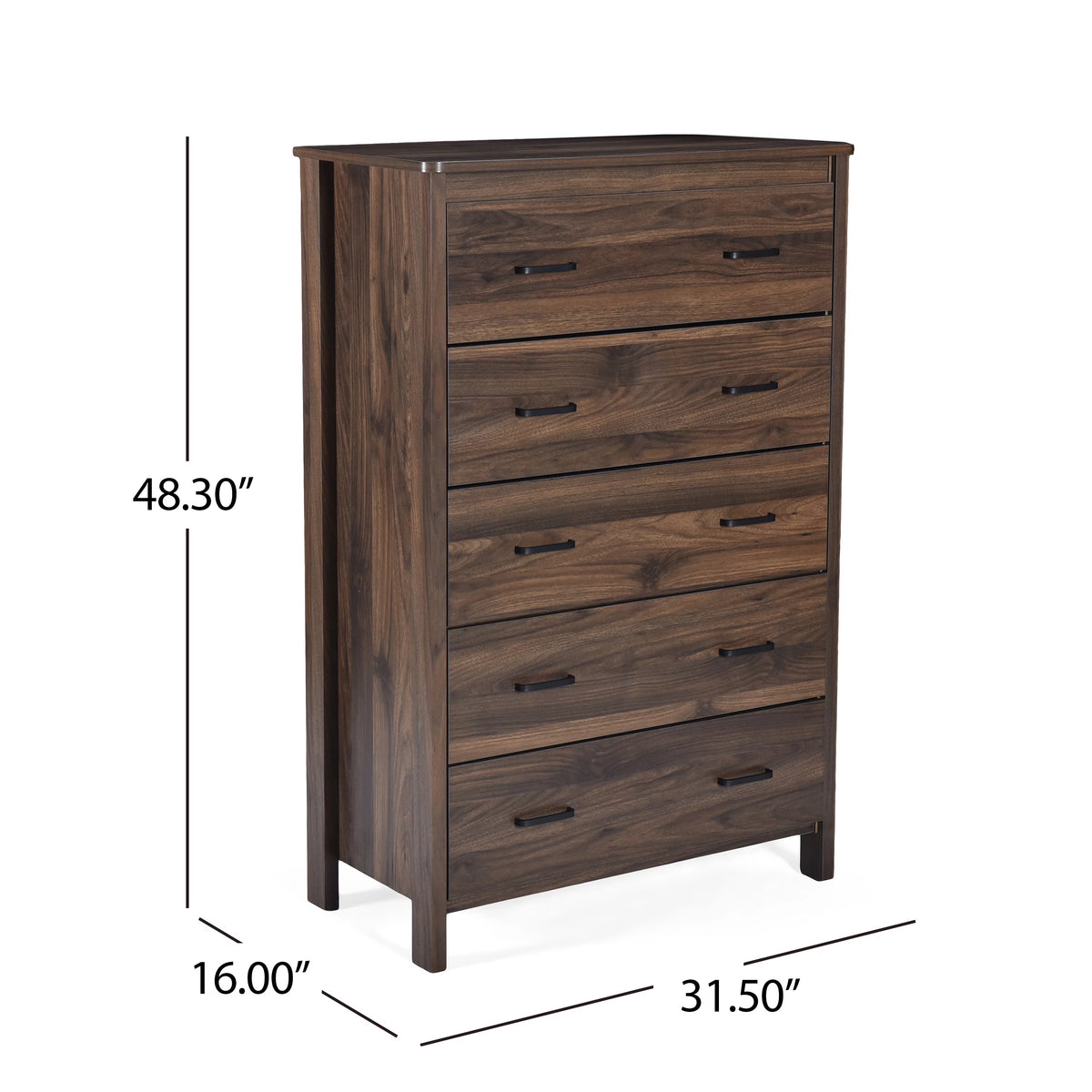 Medium Brown 5 Drawer Faux Wood Dresser C18736