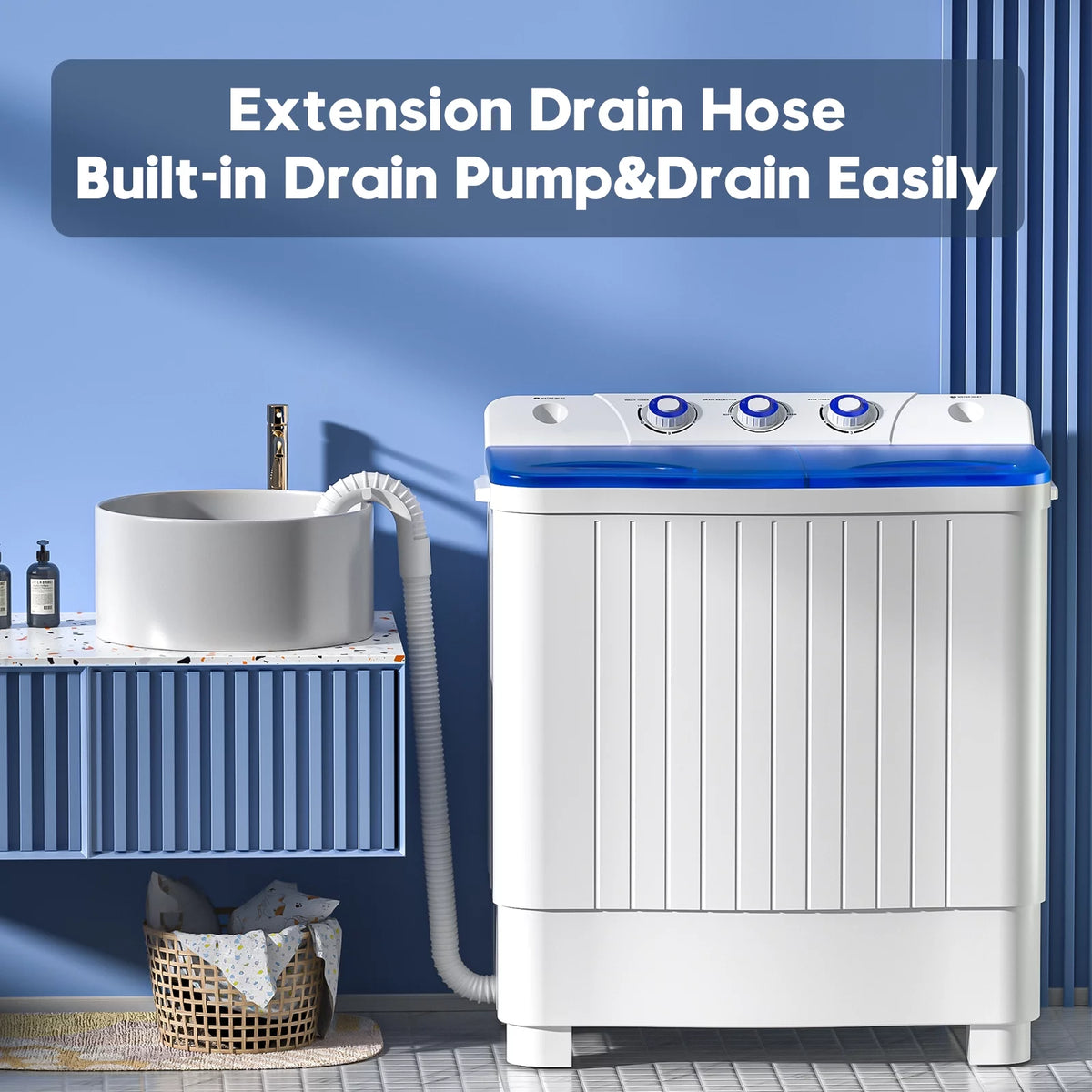 Portable 20lbs Twin Tub Semi-Automatic Washing Machine J96106