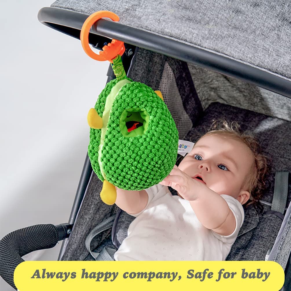Clip on Stroller Toy with Mirror, Plush Avocado Toy J5647