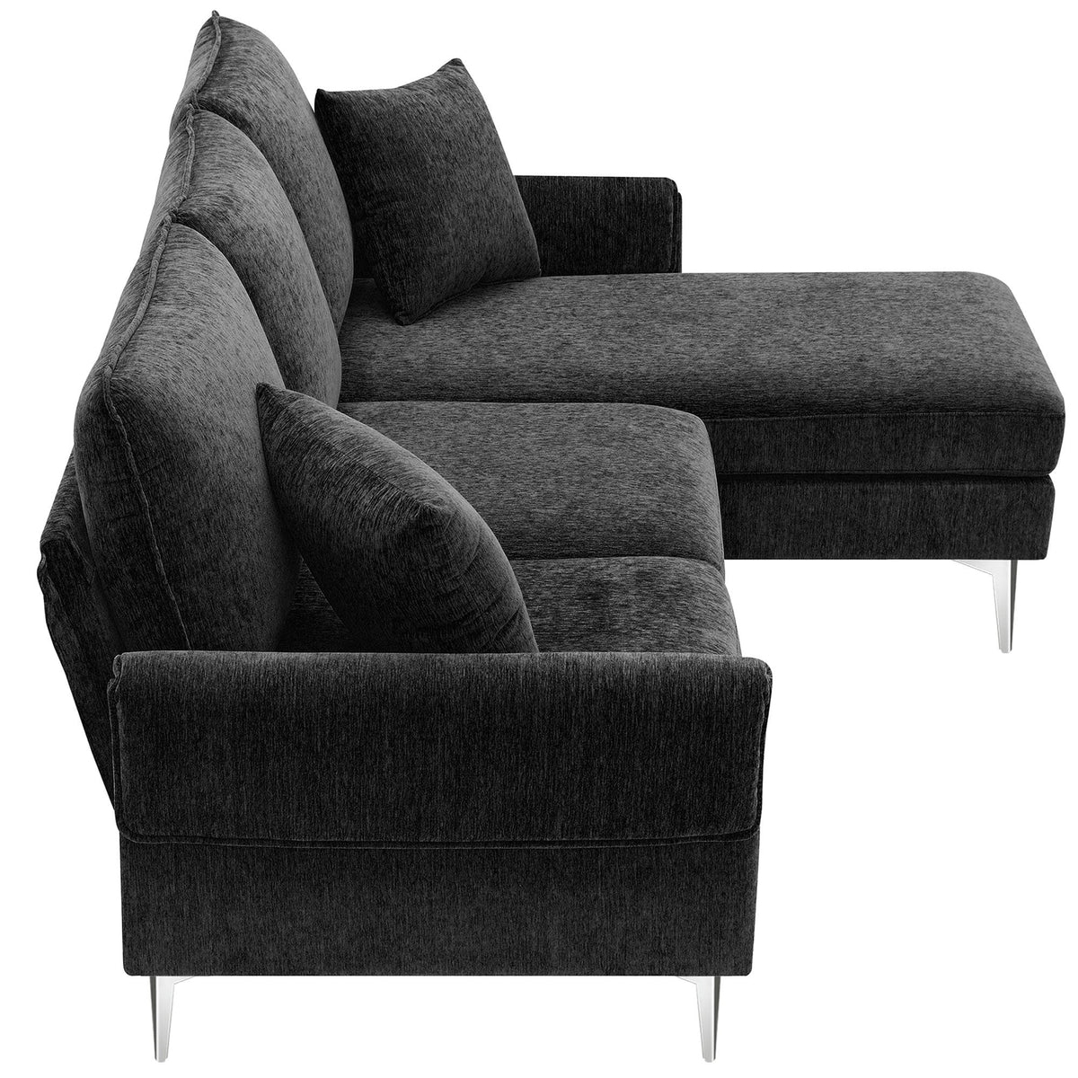 84" L-Shaped Black Sofa with Reversible Chaise K939
