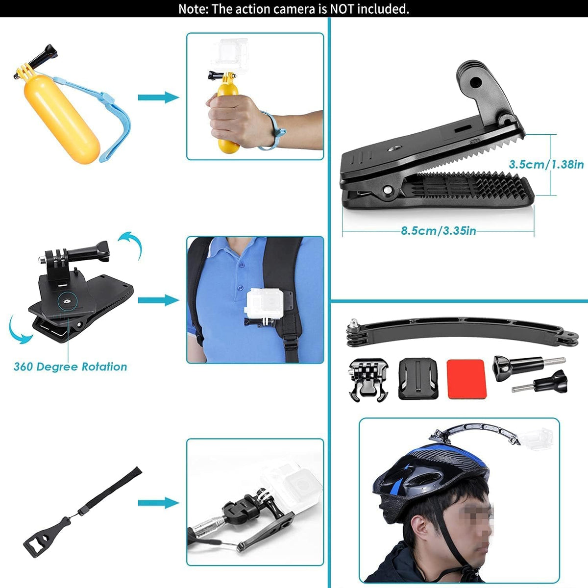 Waterproof Action Camera with Front LCD and Touch Rear Screens, 5K HD Video, 23MP Photos, 64GB Card and 50 Piece Accessory Kit V6725