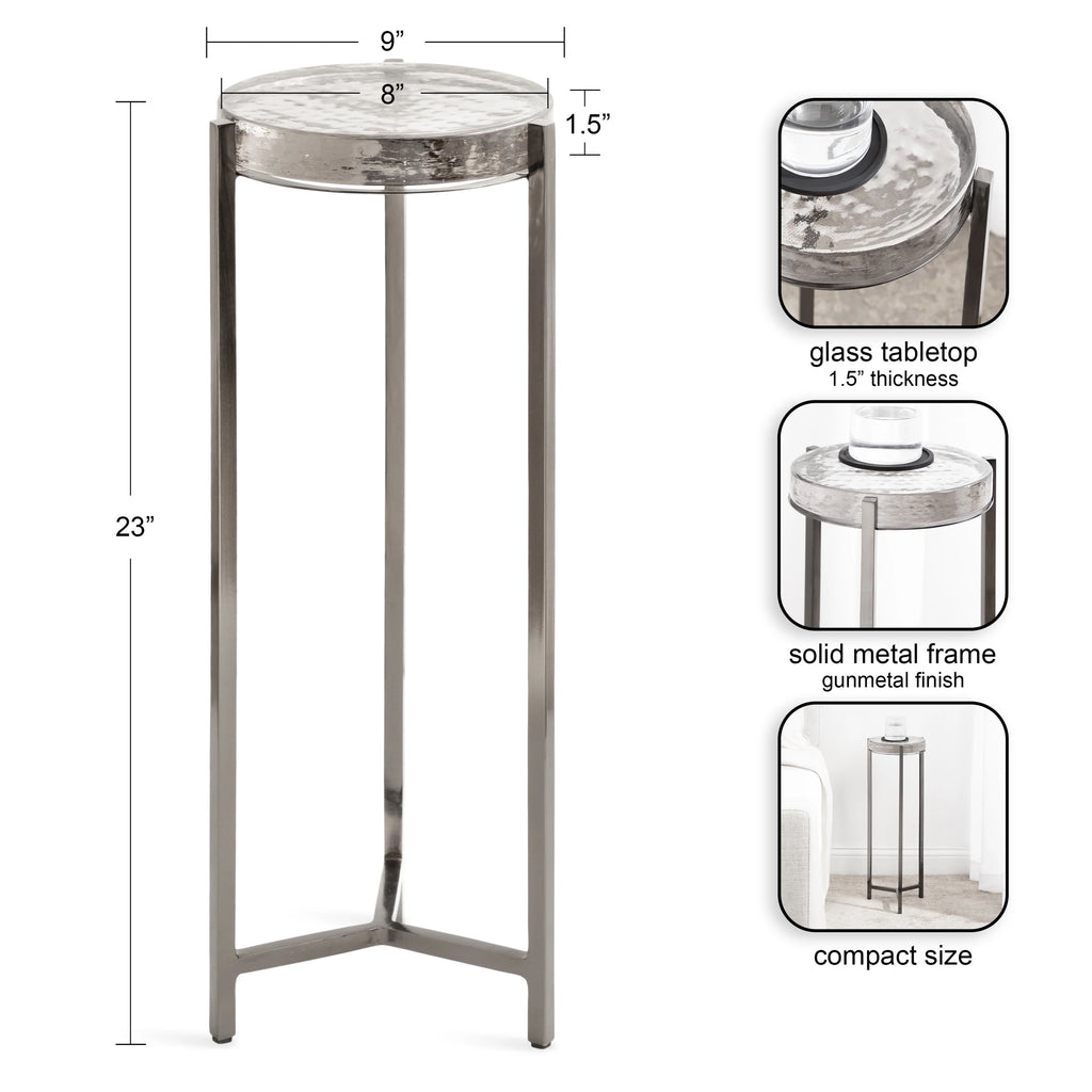 Gray Round Glass Drink Table G83827