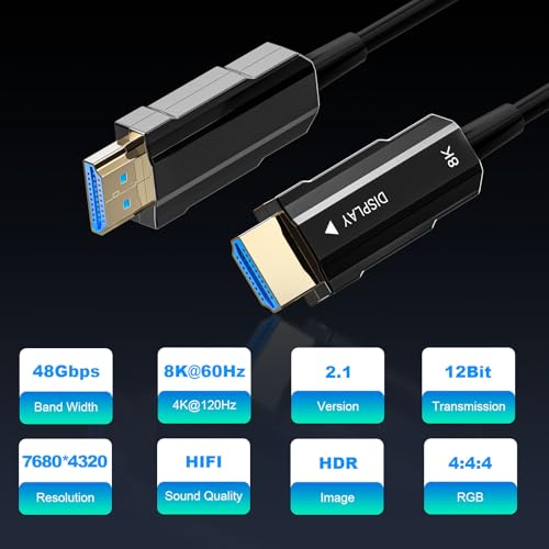 8K Fiber Optic HDMI Cable 50ft I7646