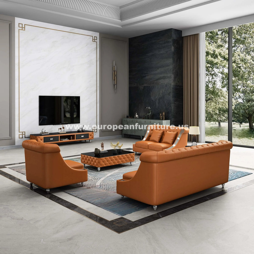Cognac Italian Leather Loveseat R2464