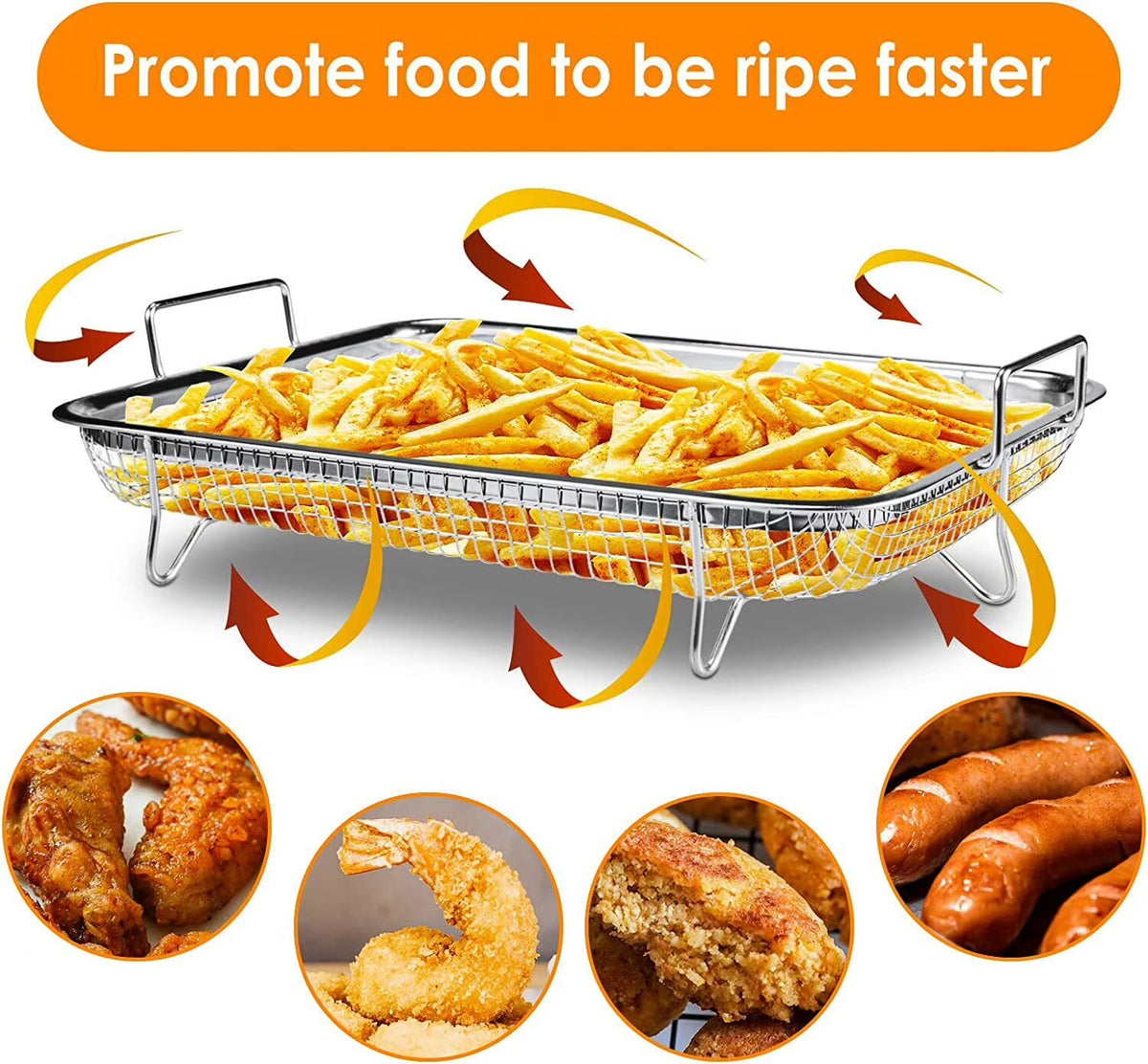 2pc Non-Stick Stainless Steel Air Fryer Basket L122