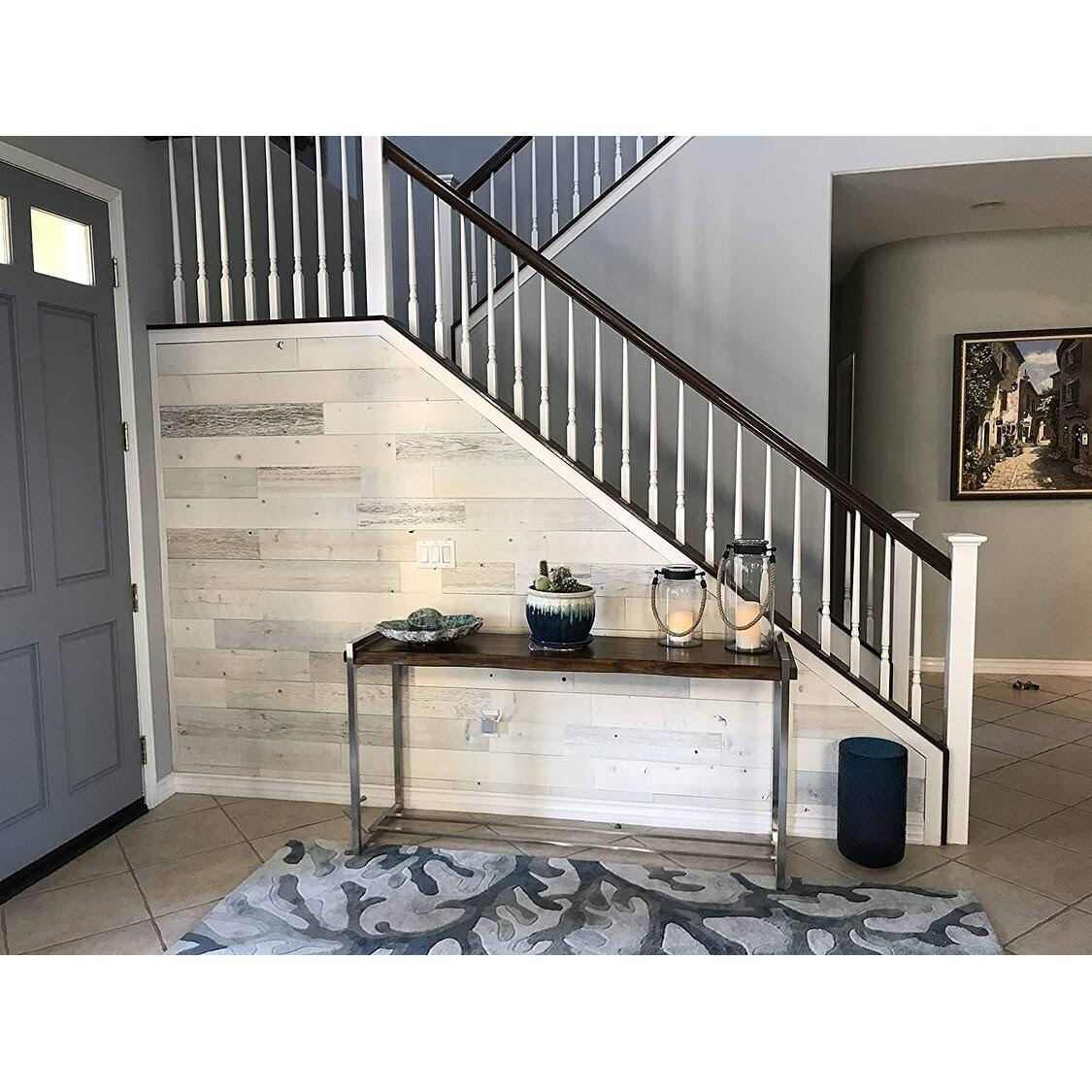 Reclaimed Wooden Wall Planks Peel and Stick 10 Sq. ft Coastal White N236299