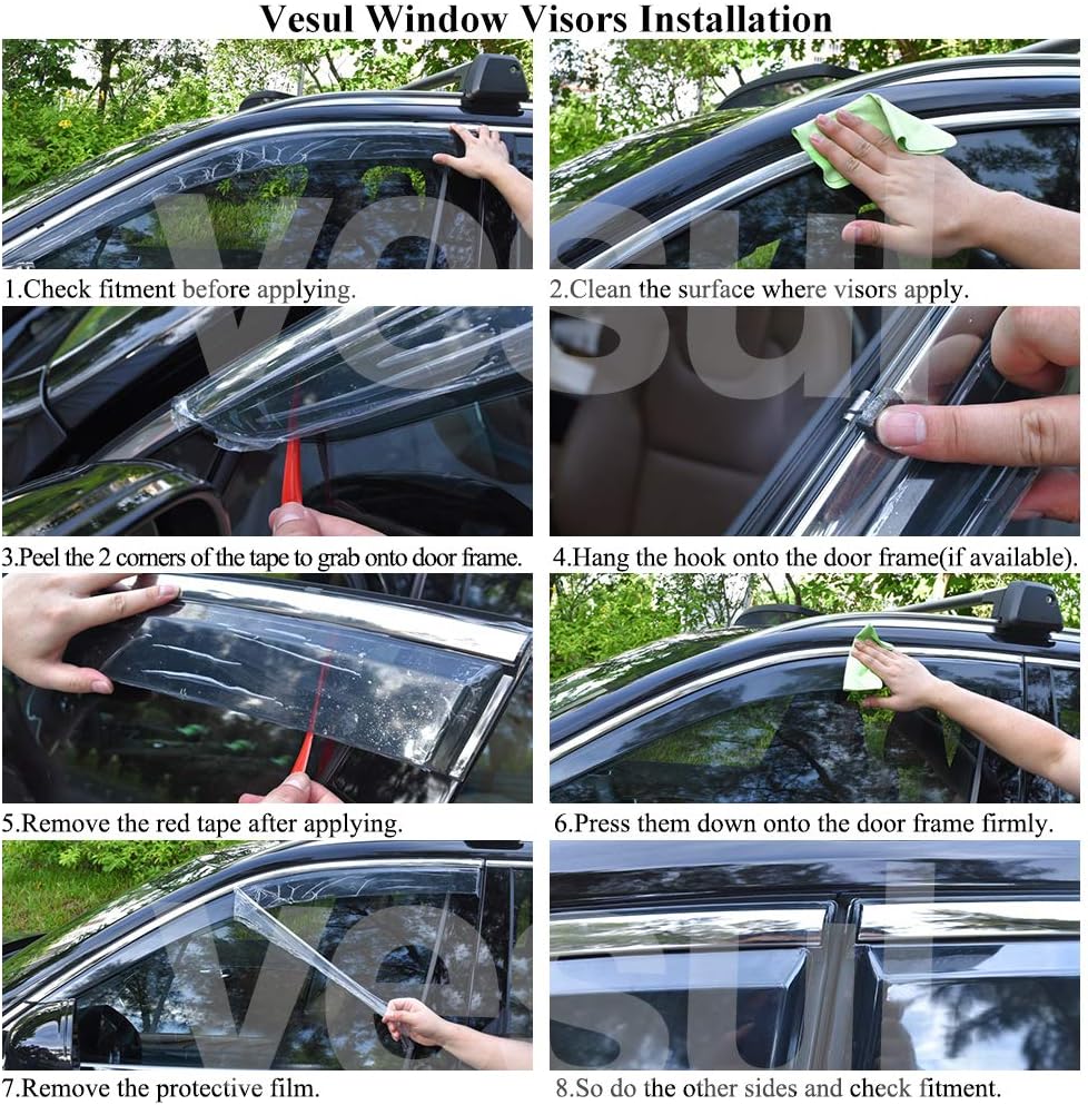 Smoke Gray Polycarbonate Window Wind Deflector with 304 Stainless Steel Trim I66383