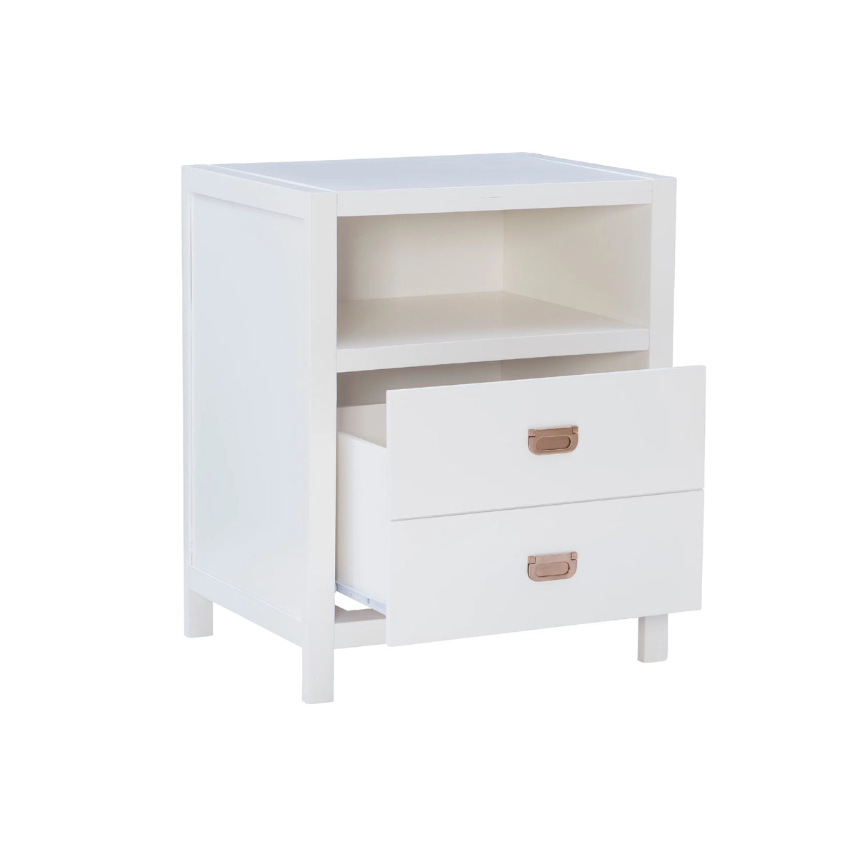 White 2-Drawer Side Table with Shelf U2000