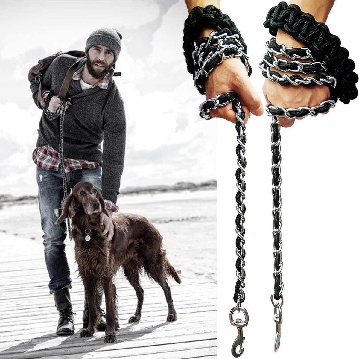 Heavy Duty Metal Dog Leash with Collar C385186