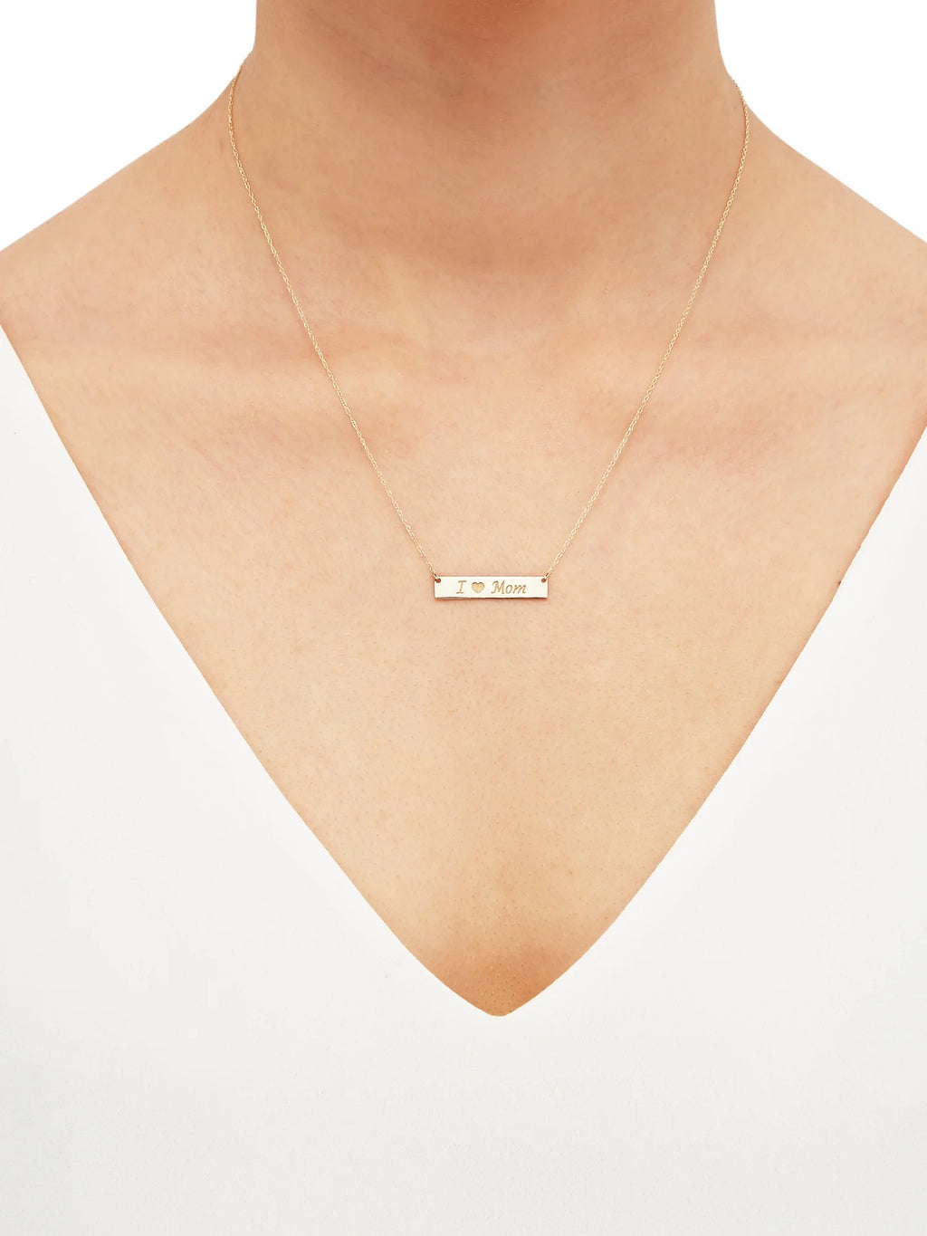 10K Yellow Gold Bar Plaque Necklace, 18" I64377