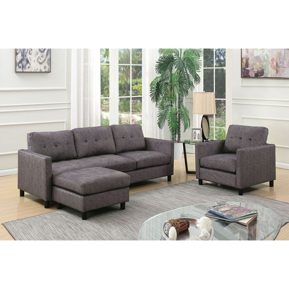Gray Fabric Sectional Sofa R557