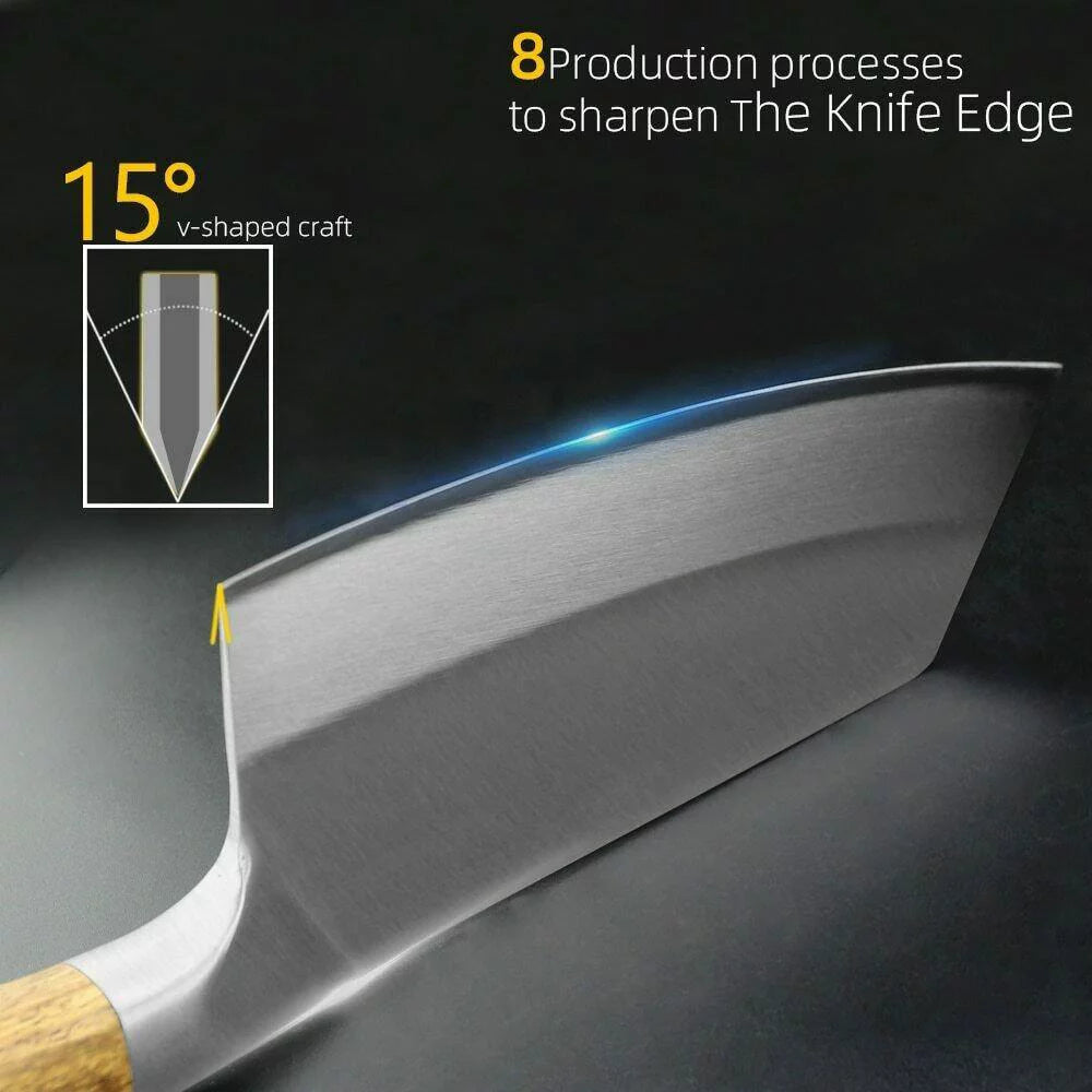 7-inch High Carbon Steel Full Tang Chef Knife with Wood Handle K674645