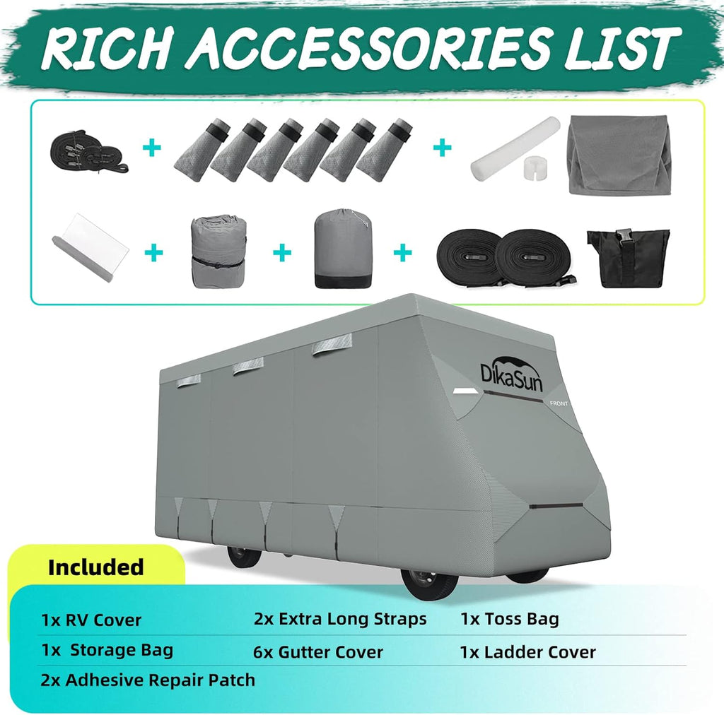 RV Cover Class C 6 Layers Heavy Duty Waterproof Windproof Anti-UV Camper Cover V15337