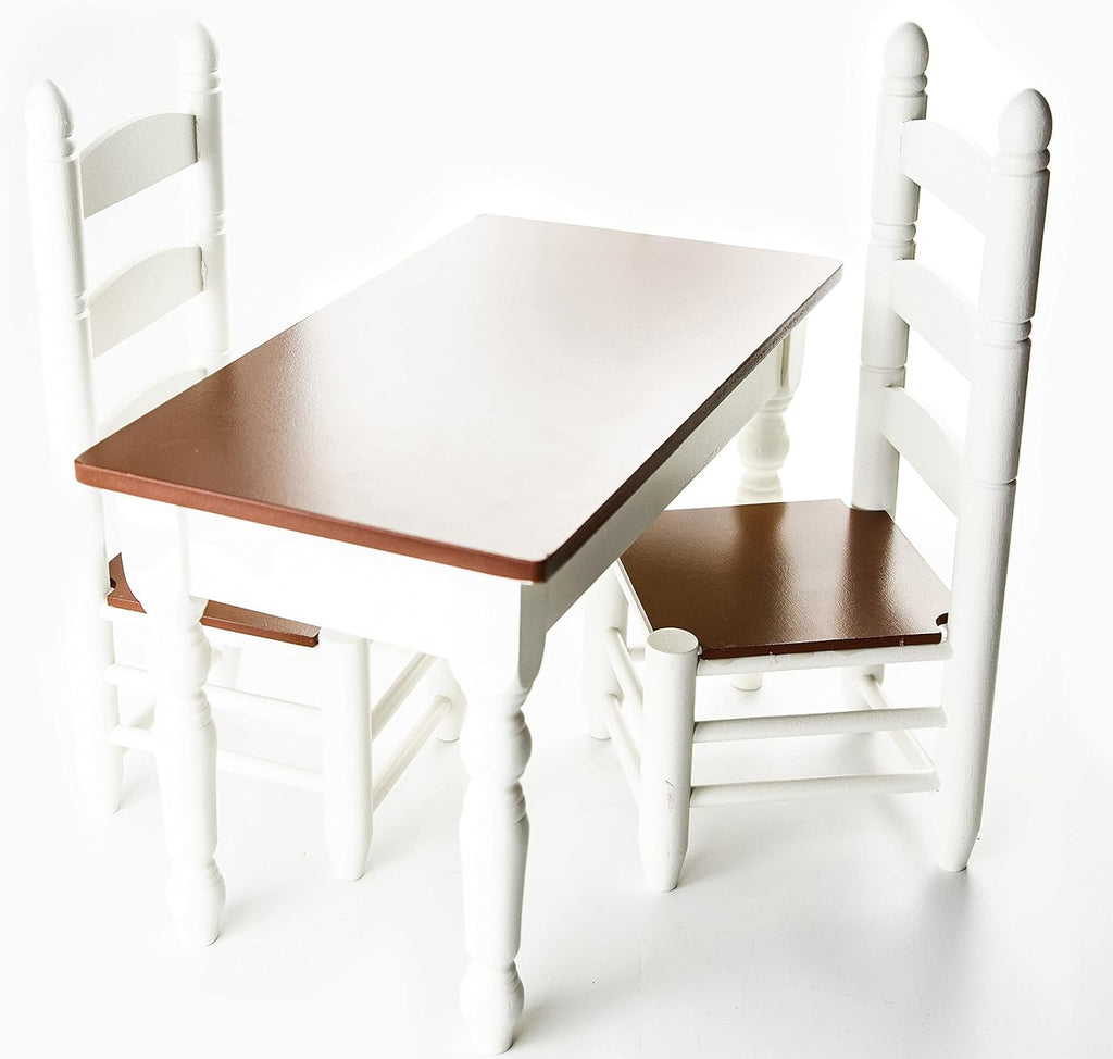 18 Inch Doll Furniture Wooden Kitchen Table and Two Chairs J94325