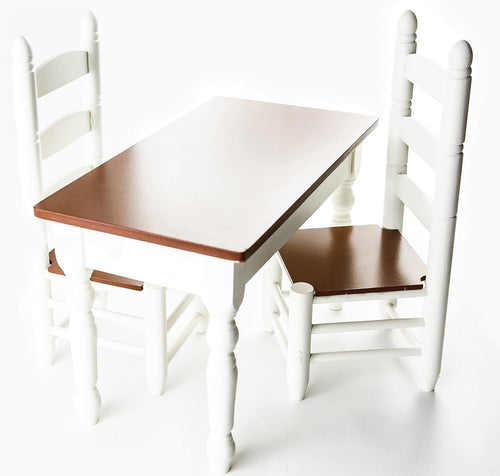 18 Inch Doll Furniture Wooden Kitchen Table and Two Chairs J94325