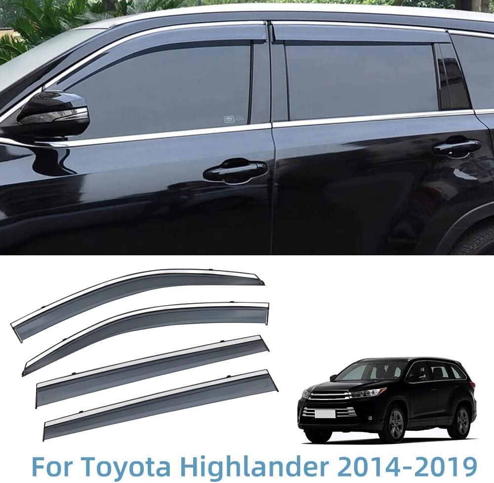 Smoke Gray Polycarbonate Window Wind Deflector with 304 Stainless Steel Trim I66383