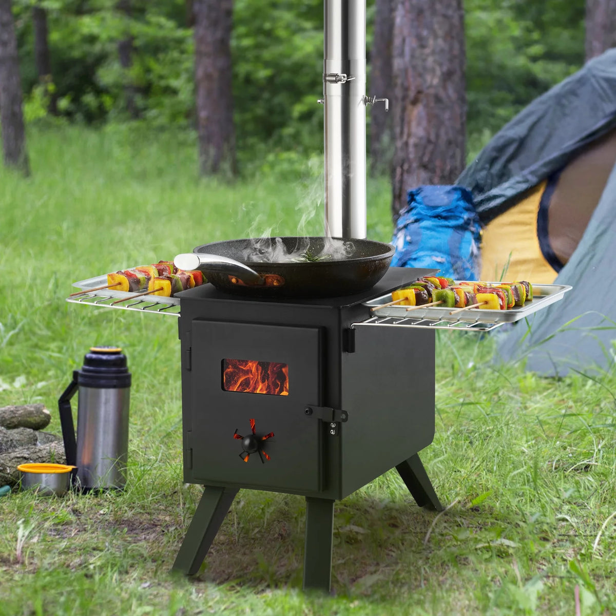 Portable Wood Stove with Pipes X41372