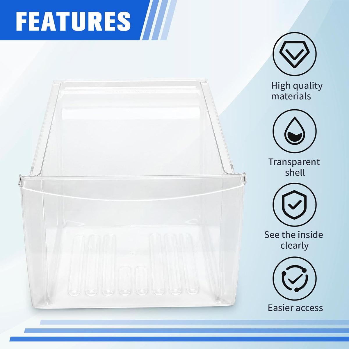 2Pcs Fridge Crisper Drawer & Crisper Bin Refrigerator Replacement G605779