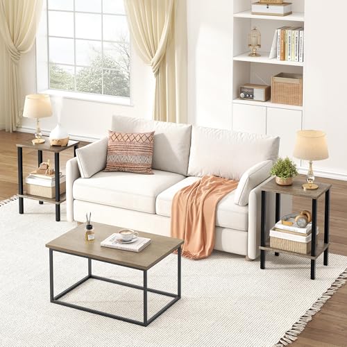 Rustic Brown and Black 2-Tier Narrow Side Table G182