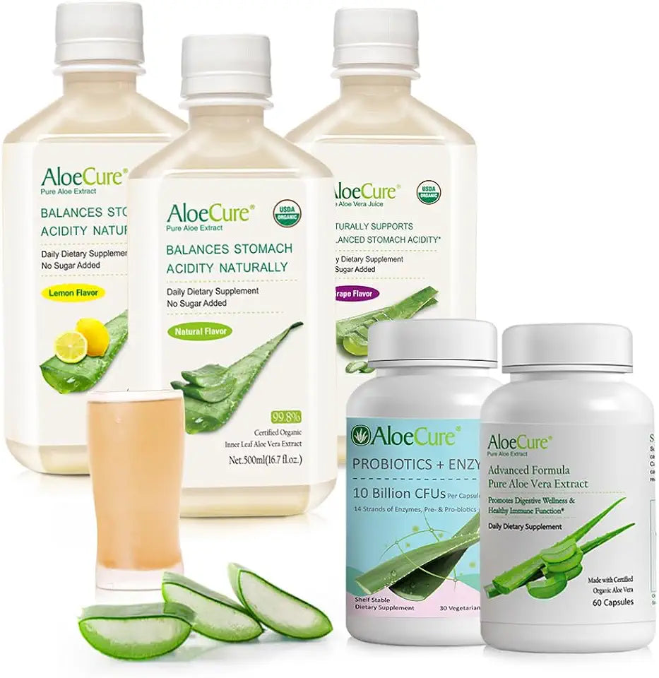 Organic Aloe Vera Juice & Aloe Capsules 5 Pack I2058