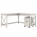 60W L Shaped Desk With 2 Drawer Mobile File Cabinet M2356