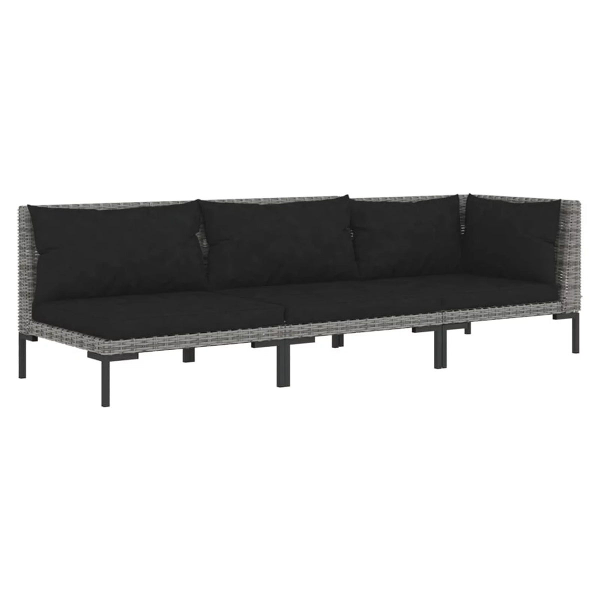 3 Piece Dark Gray Half Round Poly Rattan Patio Sofa Set D882
