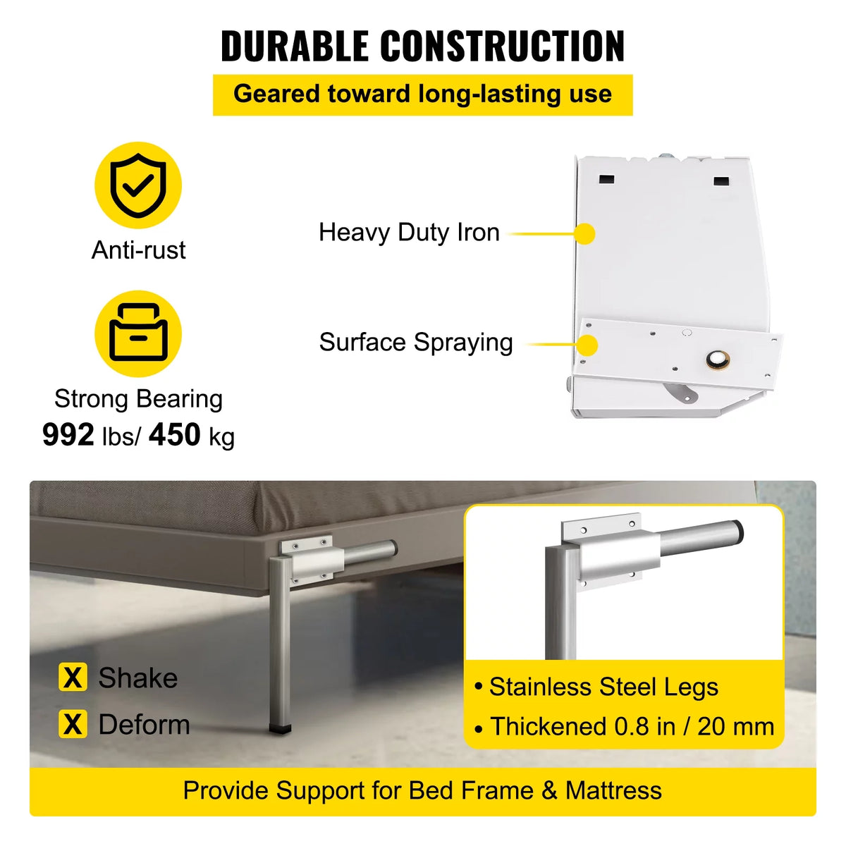 Murphy Bed Hardware Kit Vertical Mounting Heavy Duty Bed Support M730488