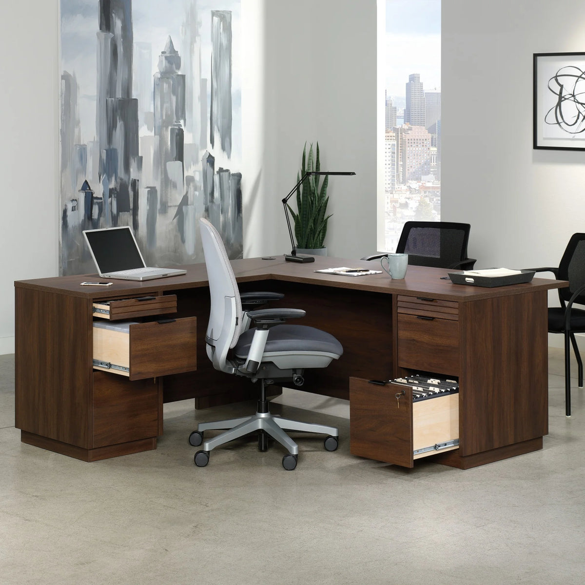 72" L-Shaped Engineered Wood Computer Desk K314