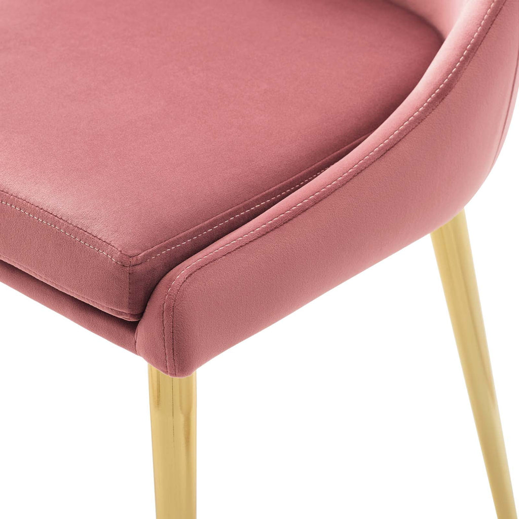 Pink Velvet Fabric Metal Steel Dining Chair H671367