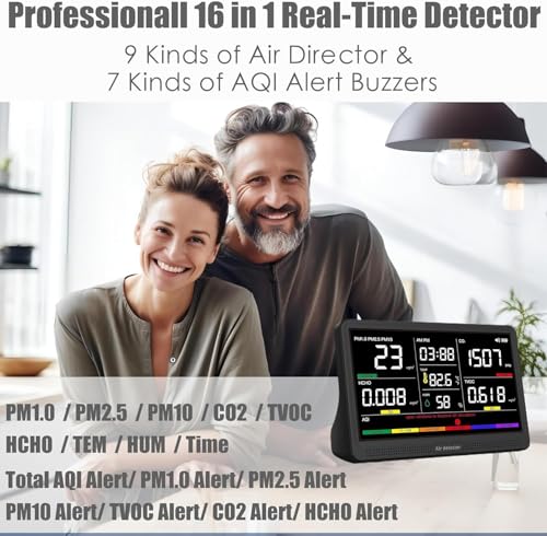 Indoor Air Quality Monitor 16 in 1 Portable Real-Time Detector N852