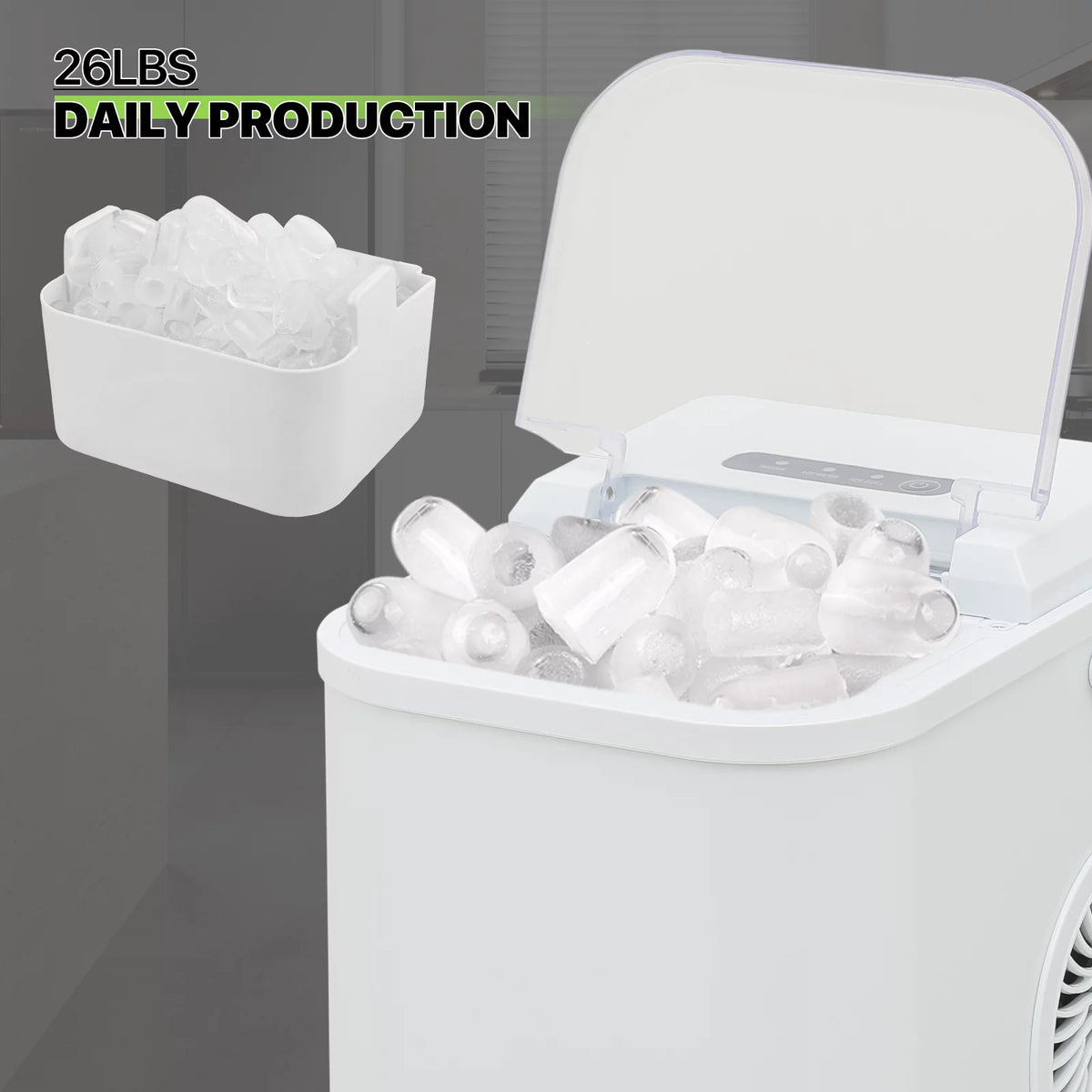 Black Portable Self-Cleaning Countertop Ice Maker with Scoop and Basket E3950