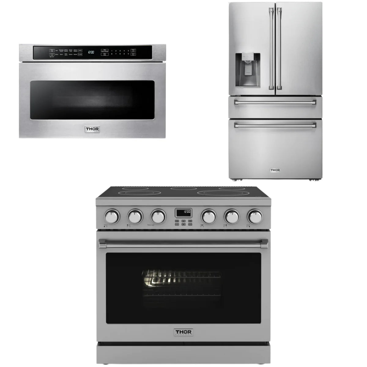 36 Electric Range, Refrigerator and Microwave D34162