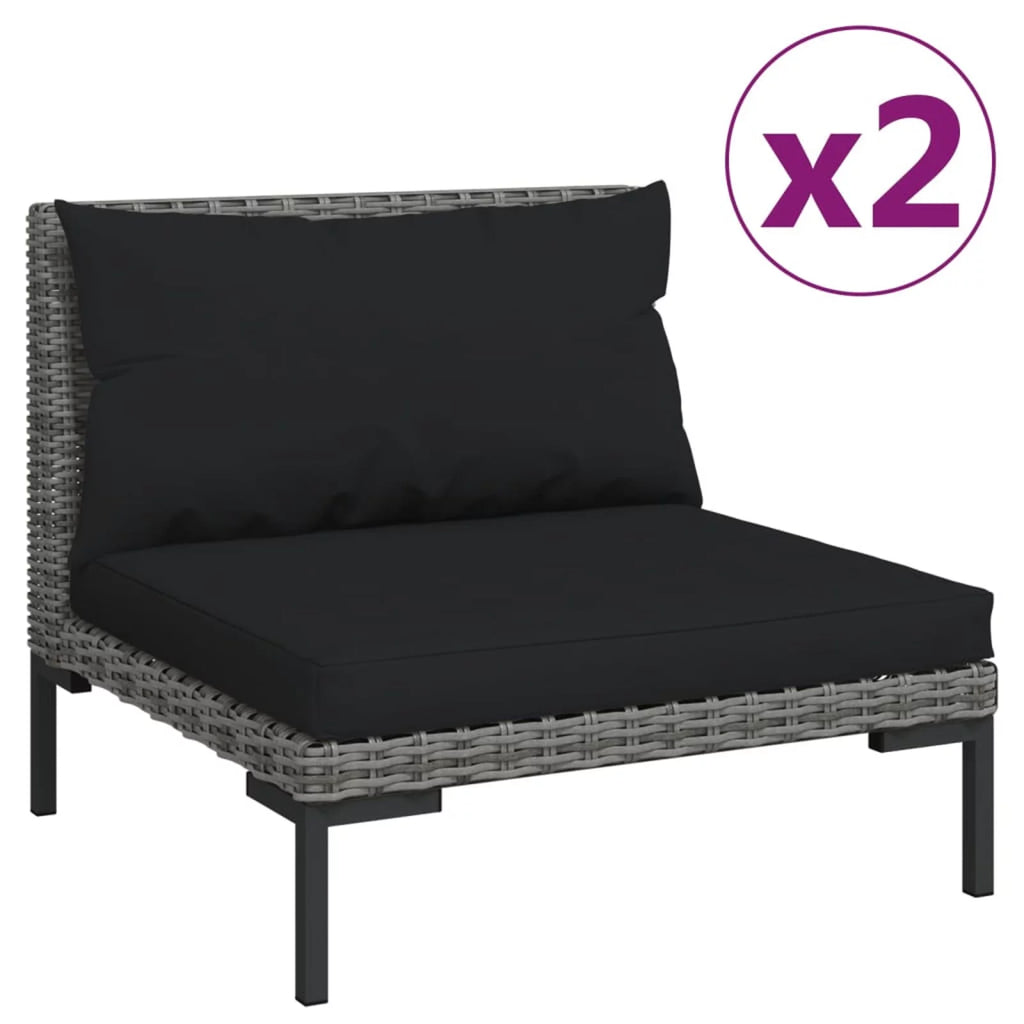 3 Piece Dark Gray Half Round Poly Rattan Patio Sofa Set D882