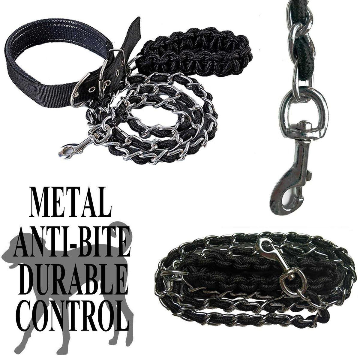 Heavy Duty Metal Dog Leash with Collar C385186