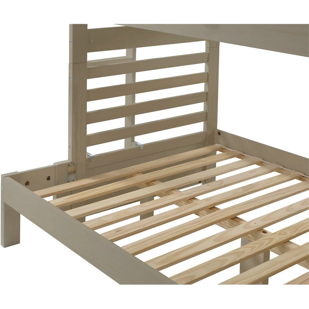 Solid Wood Twin-over-Full Bunk Bed with Ladder H106236