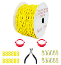 Yellow Plastic Safety Barrier Chain with 12 S-Hooks, 12 Carabiner Clips, 2 Chain Connector O33876