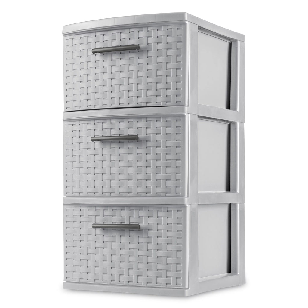 3 Drawer Plastic Weave Tower Set of 2 Z27103