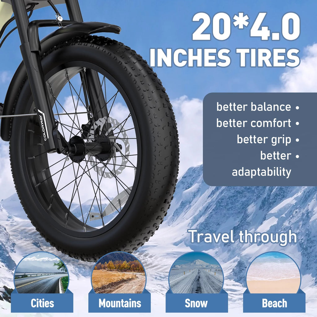750W Electric Bike 20X4.0 Fat Tire 48V 15Ah Battery A705