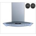 36 in. Convertible Island Mount Range Hood Stainless Steel Glass Carbon Filters K756945