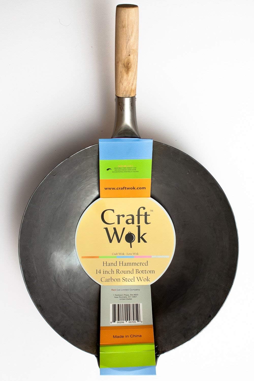 14 Inch Hand Hammered Carbon Steel Wok B29119
