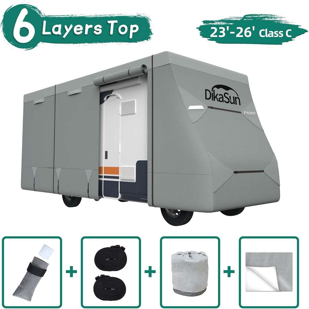RV Cover Class C 6 Layers Heavy Duty Waterproof Windproof Anti-UV Camper Cover V15337