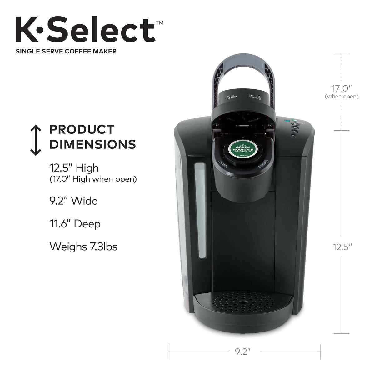 Single-Serve K-Cup Pod Coffee Maker with 12oz Brew Size, Matte Black M3246