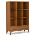 Teak Brown Solid Hardwood Cube Storage Bookcase with Drawers J127148