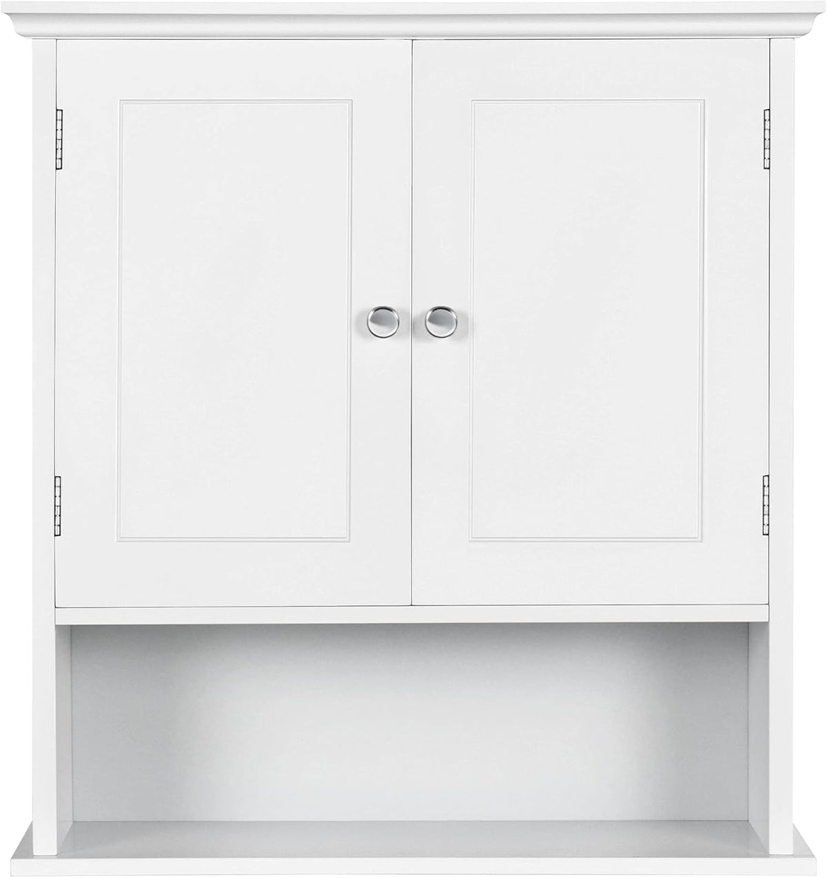White Two-Door Wall Cabinet with Open Storage Cube and Inner Adjustable Shelf P718