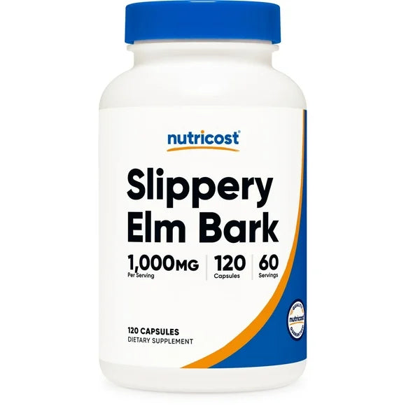 Slippery Elm Bark Capsules 1000mg 120 Capsules Non-GMO Supplement F730725