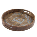20x22 Round Mango Wood Metal Tray H765