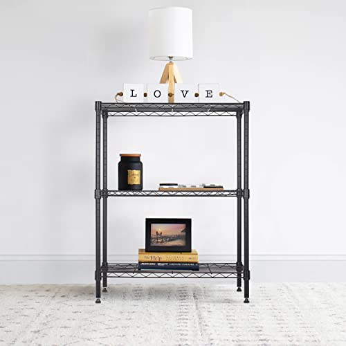 Black 4 Tier Steel Wire Shelving Unit H2758