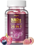 Sugar Free NAD Resveratrol Gummies with Hydrolyzed Collagen, Grape Seed, D-Biotin, 60 Gummies N434594