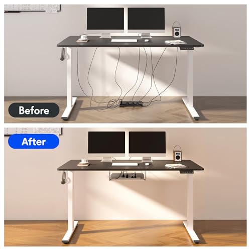 Black Electric Standing Desk with Clamp Power Strip P2062